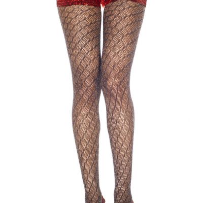 sexy MUSIC LEGS diamond LUREX metallic THREAD fishnet NET pantyhose TIGHTS nylon